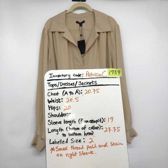 NWT Rachel Zoe light beige 100% silk long sleeve blouse size ~ Medium - Picture 16 of 16